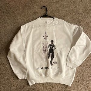 Anine Bing x Terry O'Neill Graphic White Crew Neck Oversized Sweatshirt M NWT